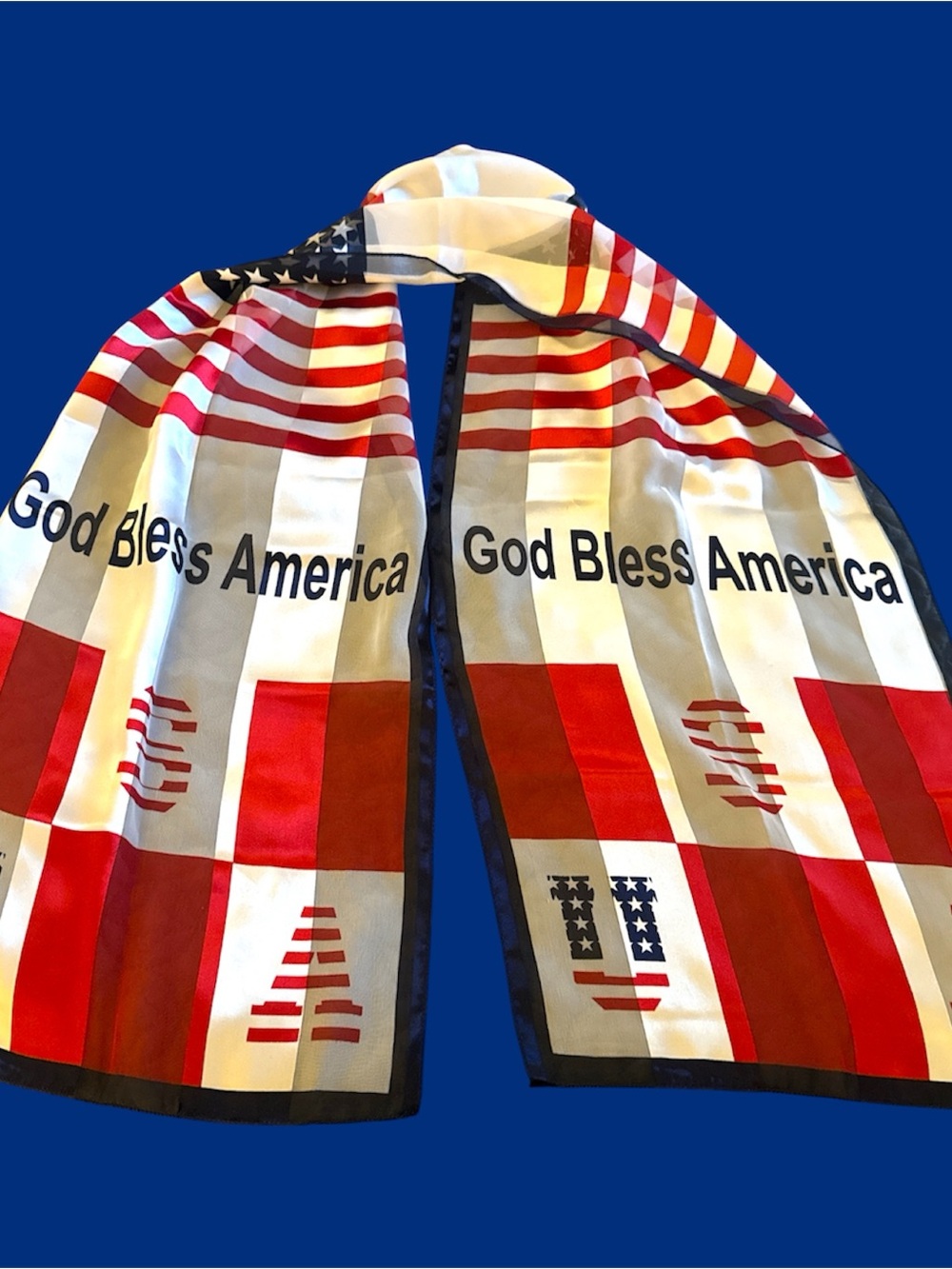 Patriotic God Bless America Graphic Scarf in Red, White & Blue